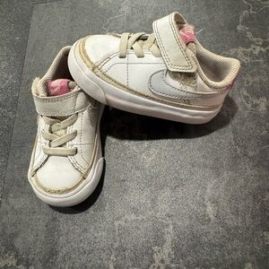 Kids White and Pink Sneakers
